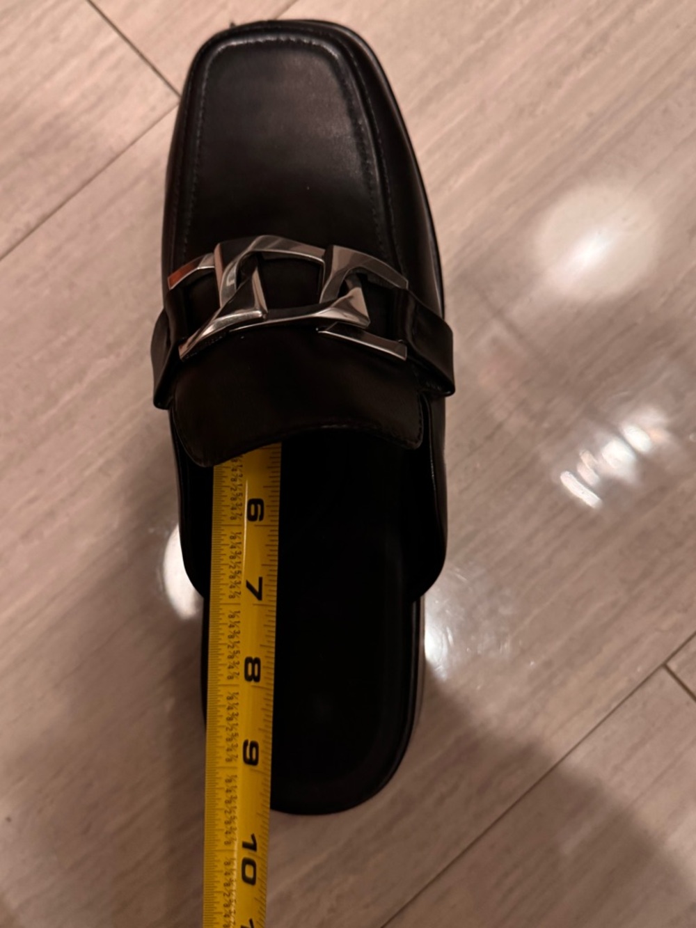 Rag & Bone Logan leather silver chain loafer mule slide platform flatform size 9 - Picture 15 of 16